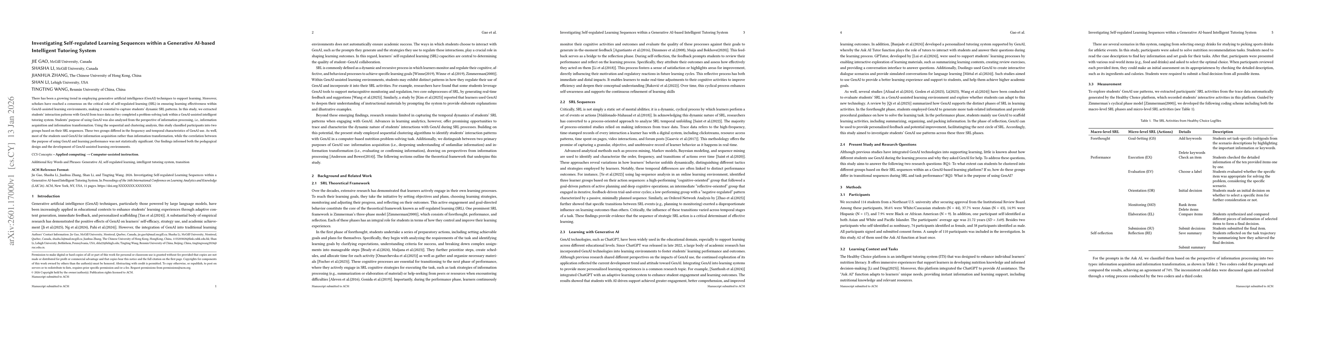 Thumbnail for Investigating Self-regulated Learning Sequences within a Generative AI-based Intelligent Tutoring System