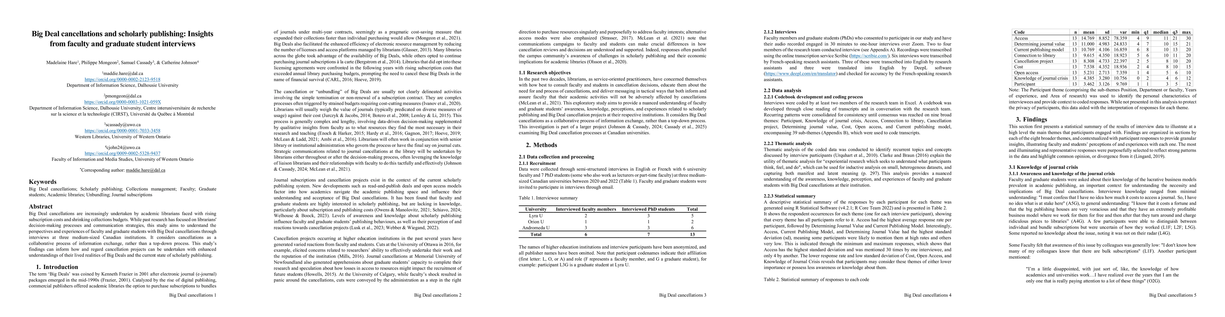 Thumbnail for Big Deal cancellations and scholarly publishing: Insights from faculty and graduate student interviews