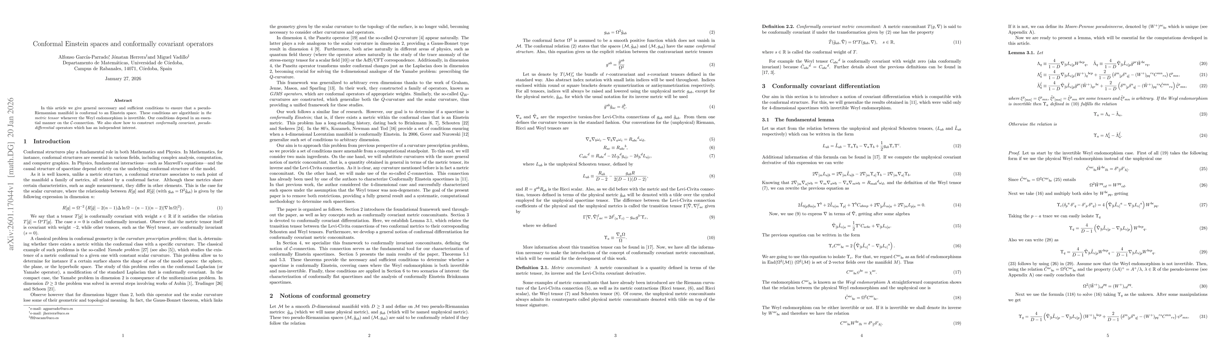 Thumbnail for Conformal Einstein spaces and conformally covariant operators