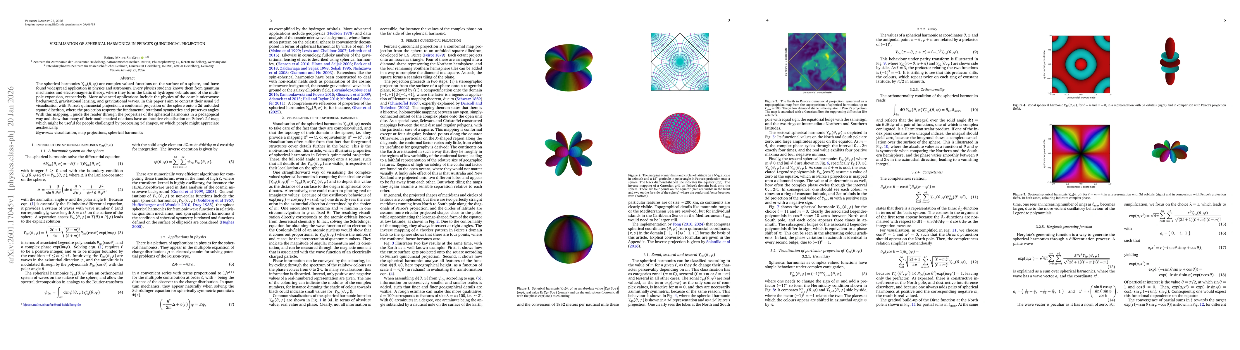 Thumbnail for Visualisation of spherical harmonics in Peirce's quincuncial projection