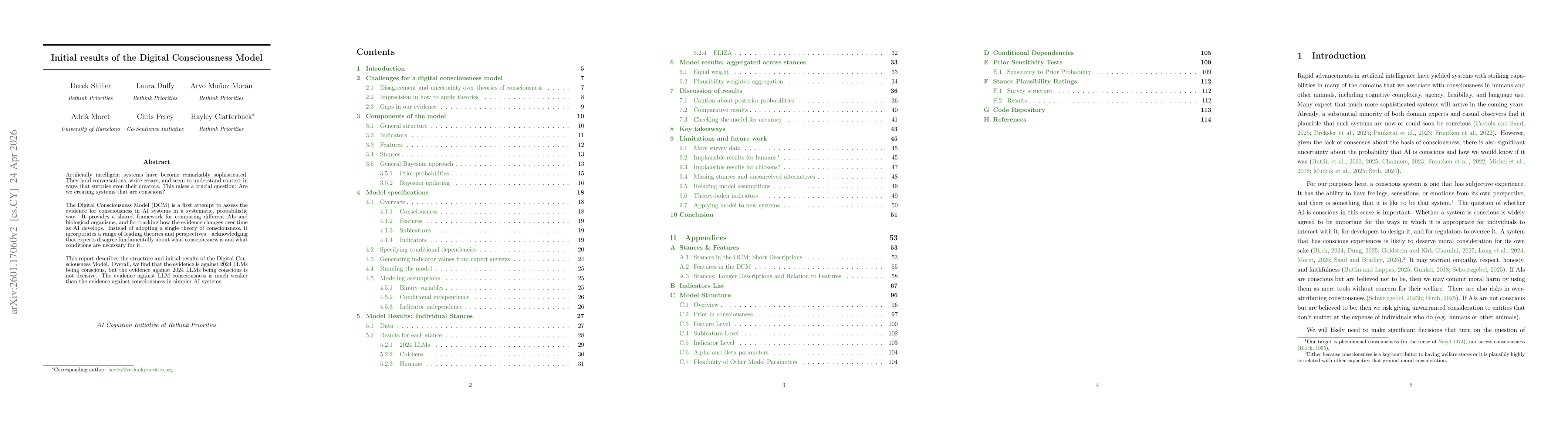 Thumbnail for Initial results of the Digital Consciousness Model