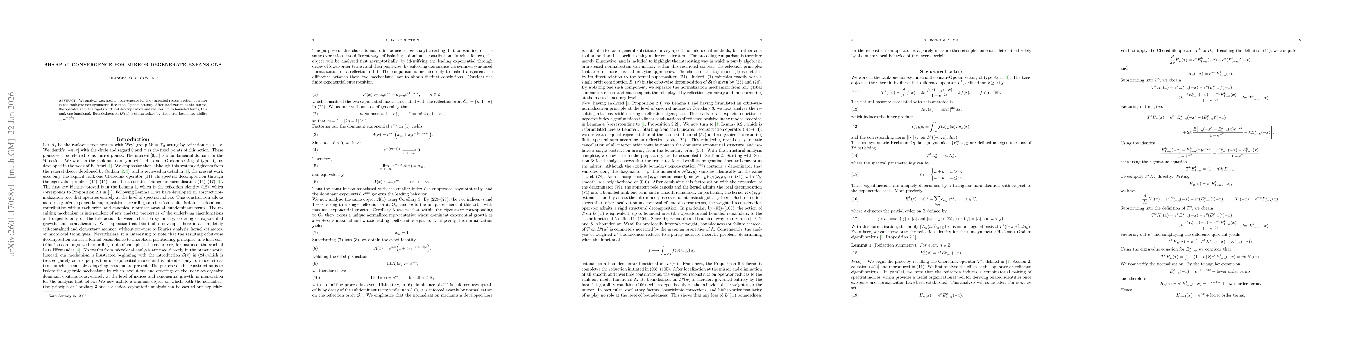 Thumbnail for Sharp $L^p$ Convergence for Mirror-Degenerate Expansions