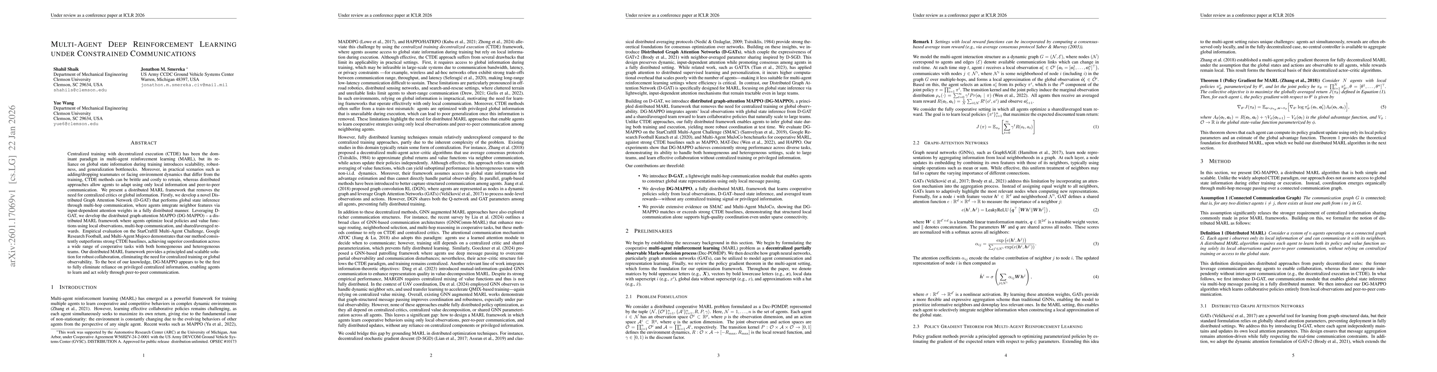Thumbnail for Multi-Agent Deep Reinforcement Learning Under Constrained Communications