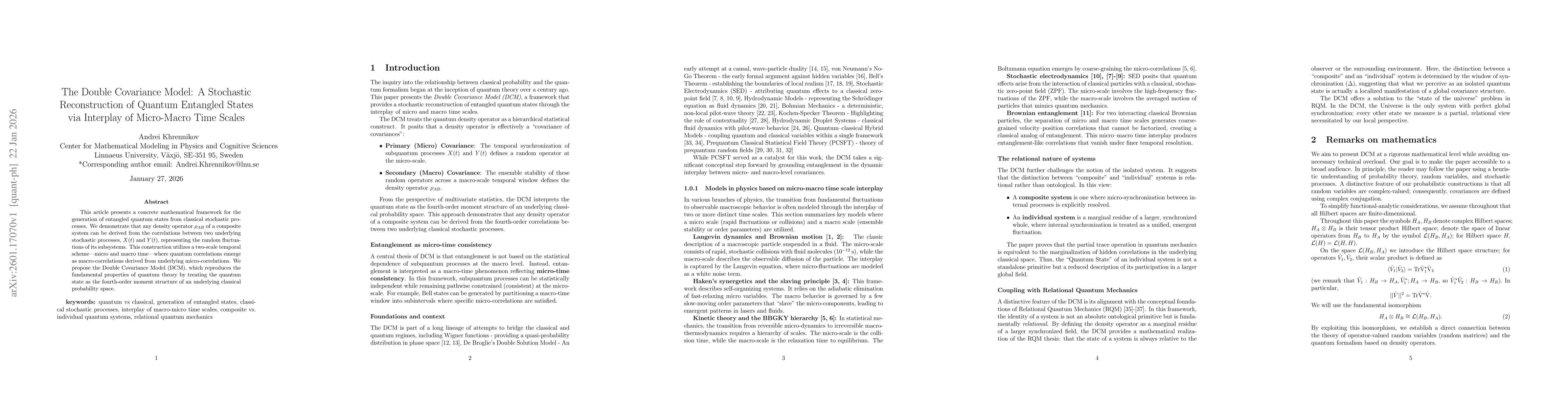 Thumbnail for The Double Covariance Model: A Stochastic Reconstruction of Quantum Entangled States via Interplay of Micro-Macro Time Scales