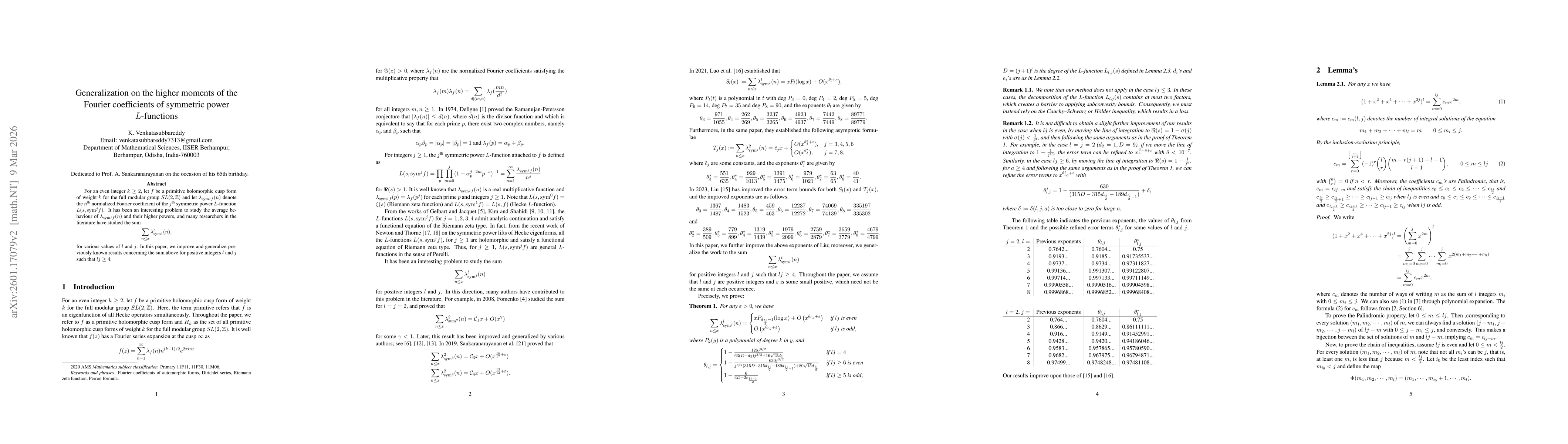 Thumbnail for Generalization on the higher moments of the Fourier coefficients of symmetric power $L$-functions