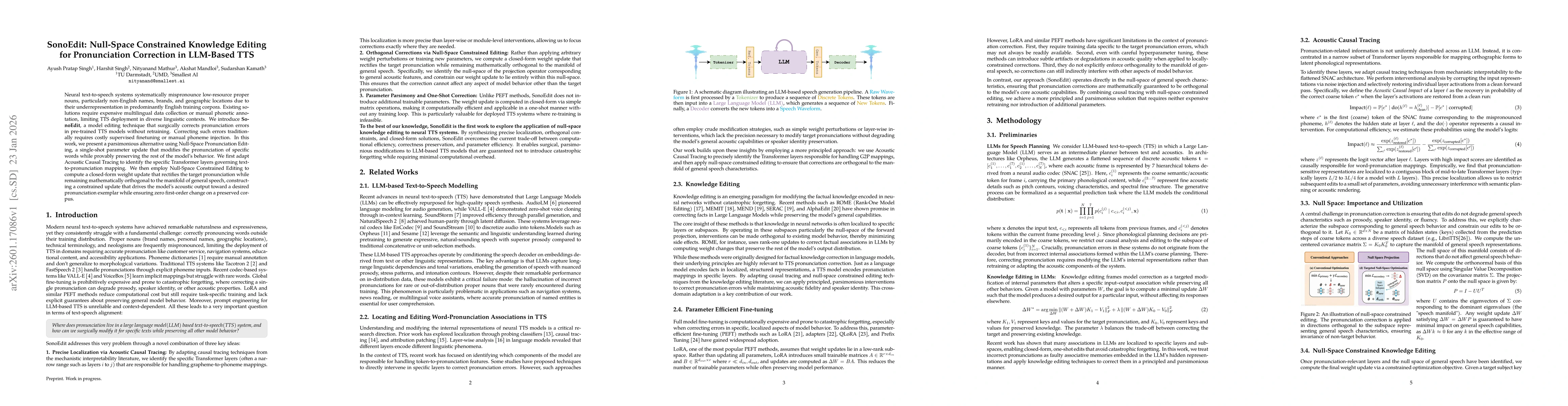 Thumbnail for SonoEdit: Null-Space Constrained Knowledge Editing for Pronunciation Correction in LLM-Based TTS