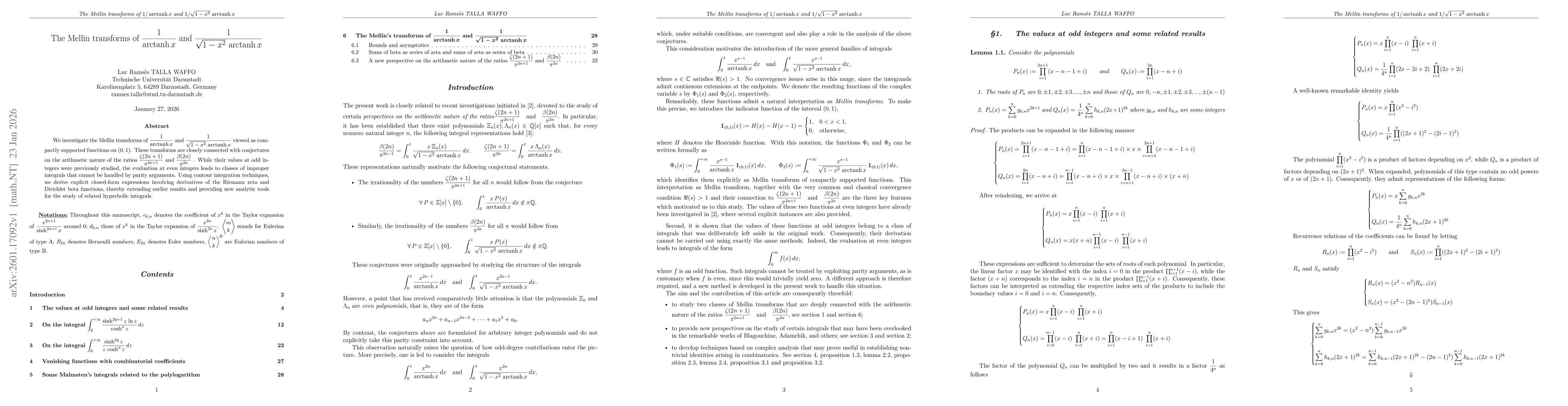 Thumbnail for The Mellin's transforms of $\dfrac{1}{\operatorname{arctanh} x}$ and $\dfrac{1}{\sqrt{1-x^2}\,\operatorname{arctanh} x}$