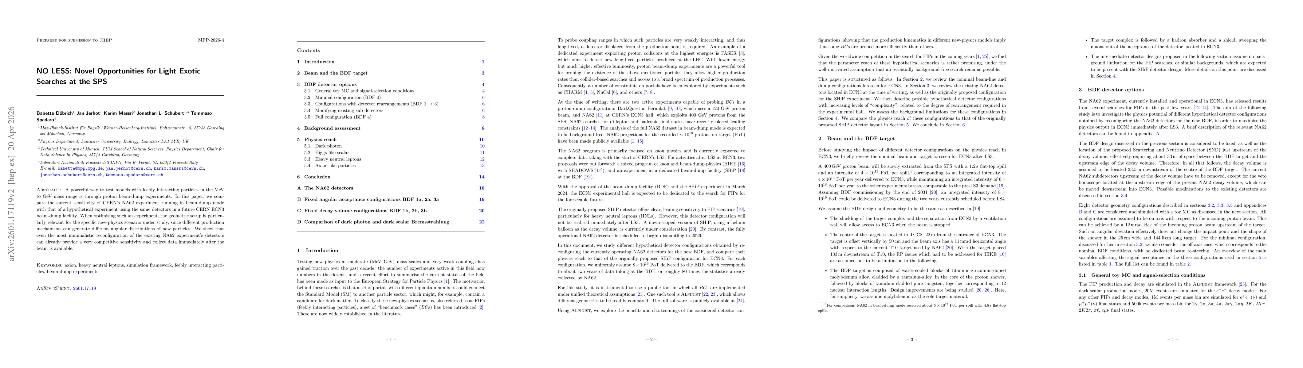Thumbnail for NO LESS: Novel Opportunities for Light Exotic Searches at the SPS