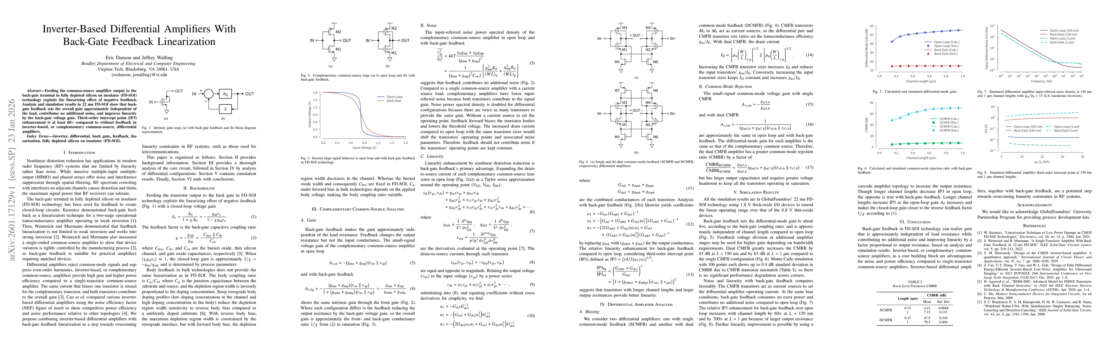 Thumbnail for Inverter-Based Differential Amplifiers With Back-Gate Feedback Linearization