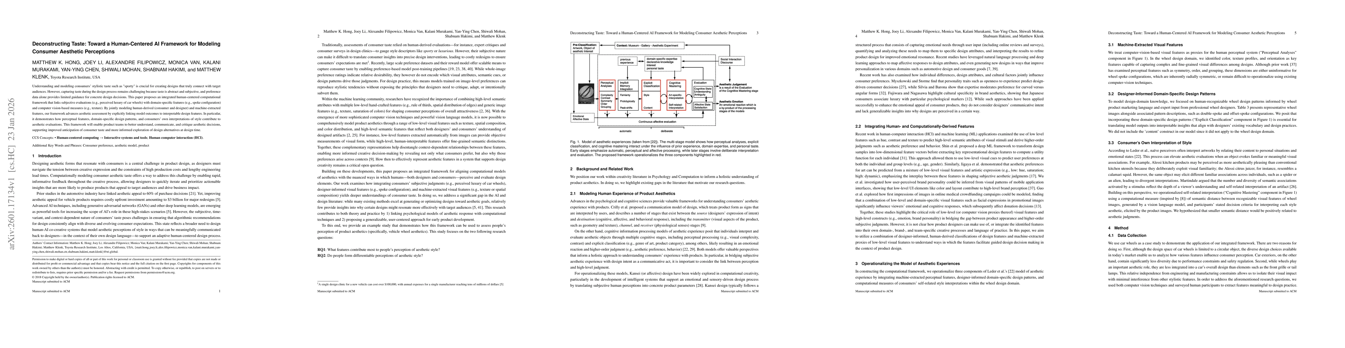 Thumbnail for Deconstructing Taste: Toward a Human-Centered AI Framework for Modeling Consumer Aesthetic Perceptions