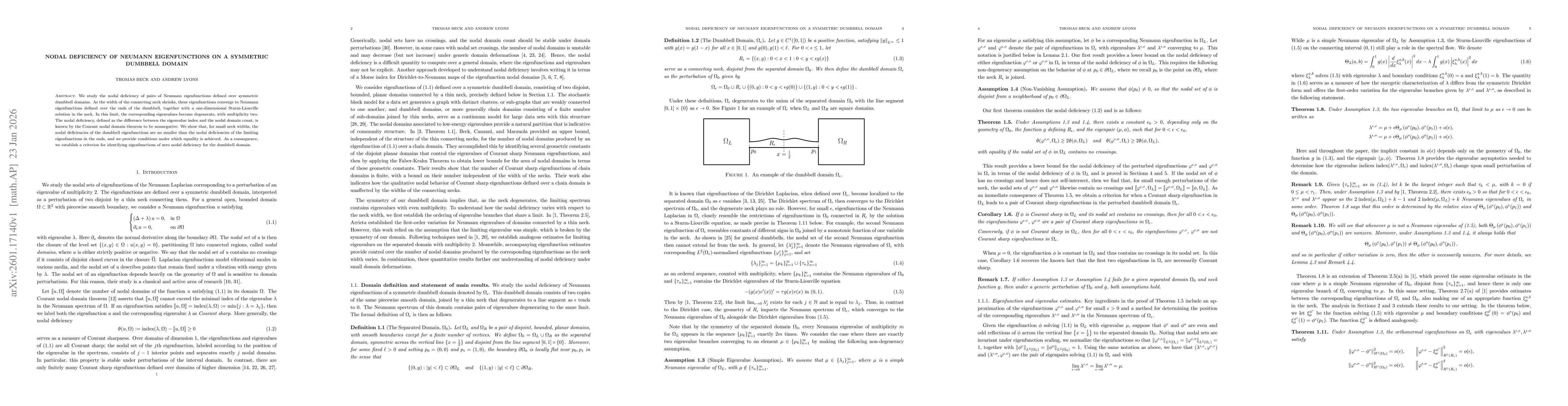 Thumbnail for Nodal Deficiency of Neumann Eigenfunctions on a Symmetric Dumbbell Domain