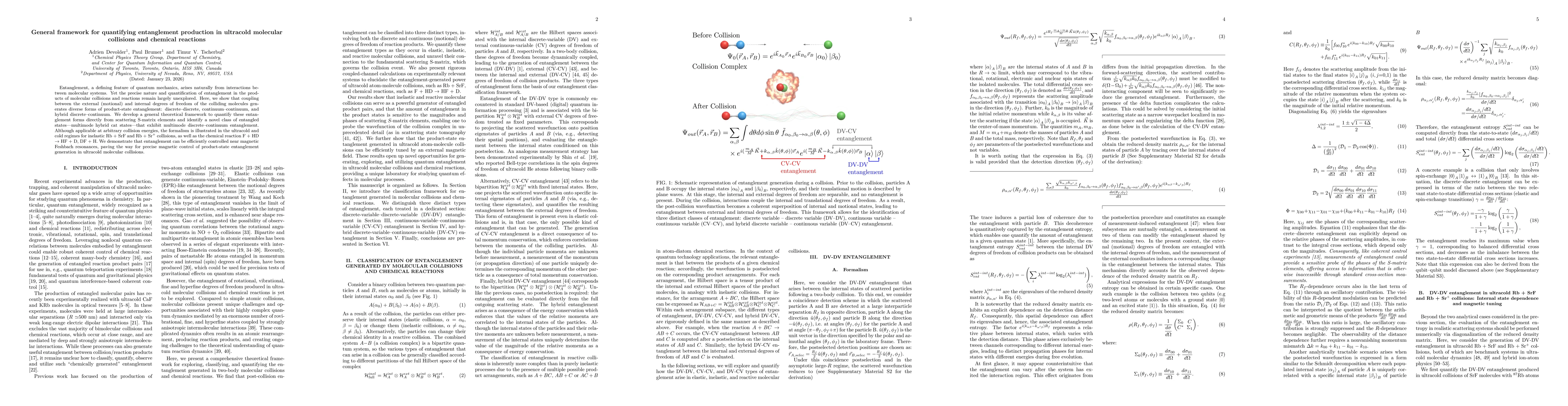 Thumbnail for General framework for quantifying entanglement production in ultracold molecular collisions and chemical reactions