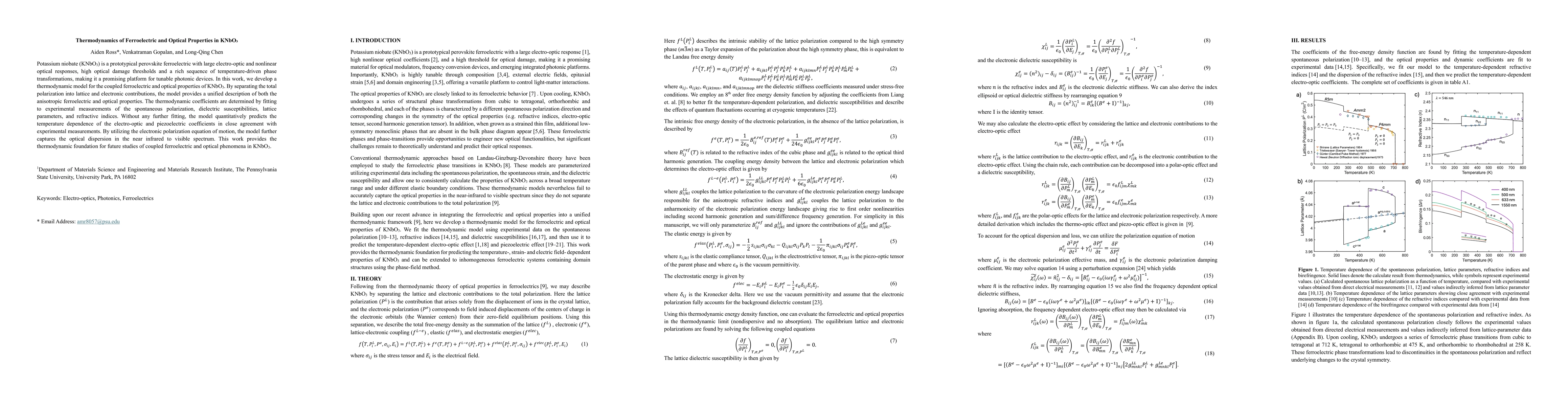 Thumbnail for Thermodynamics of Ferroelectric and Optical Properties in KNbO3