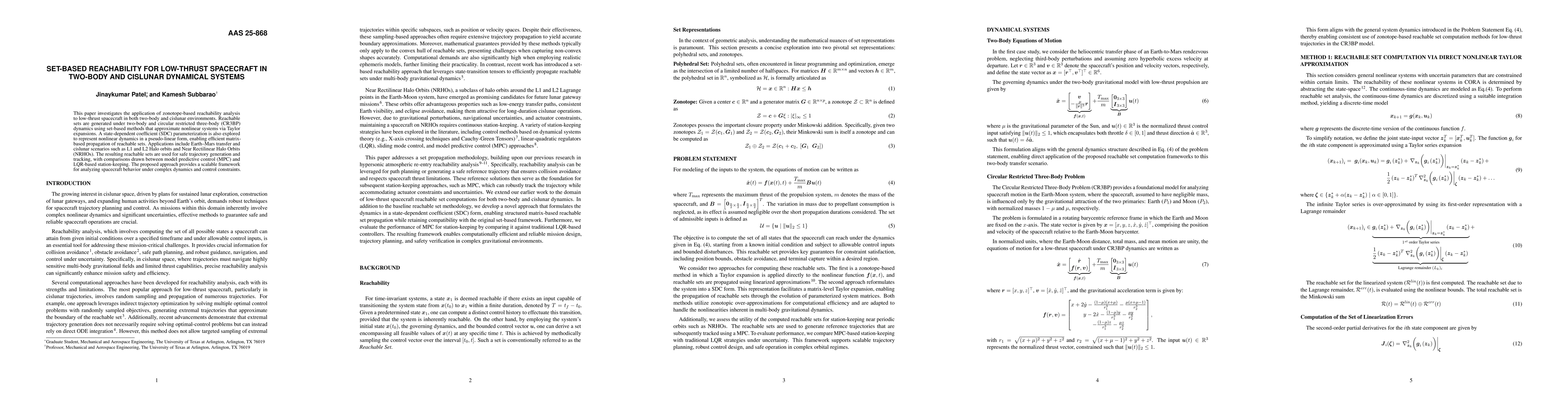 Thumbnail for Set-Based Reachability for Low-Thrust Spacecraft in Two-Body and Cislunar Dynamical Systems