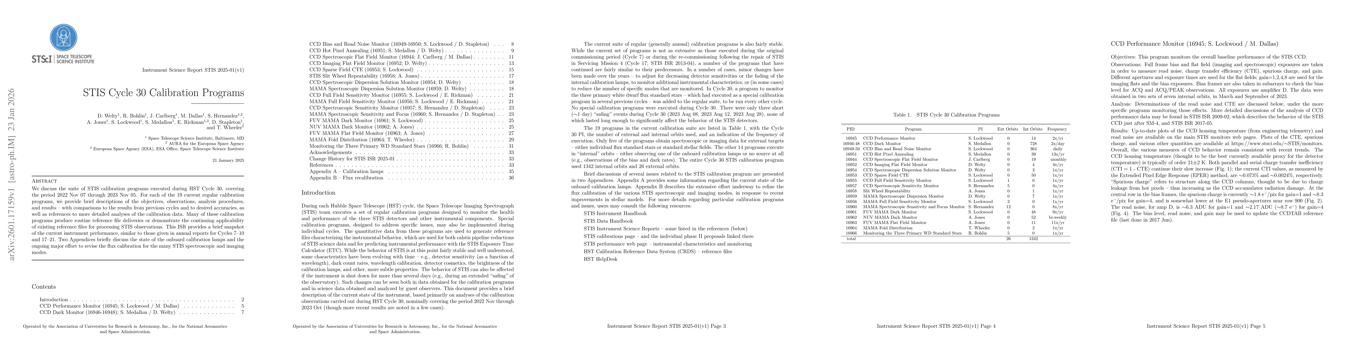 Thumbnail for STIS Cycle 30 Calibration Programs