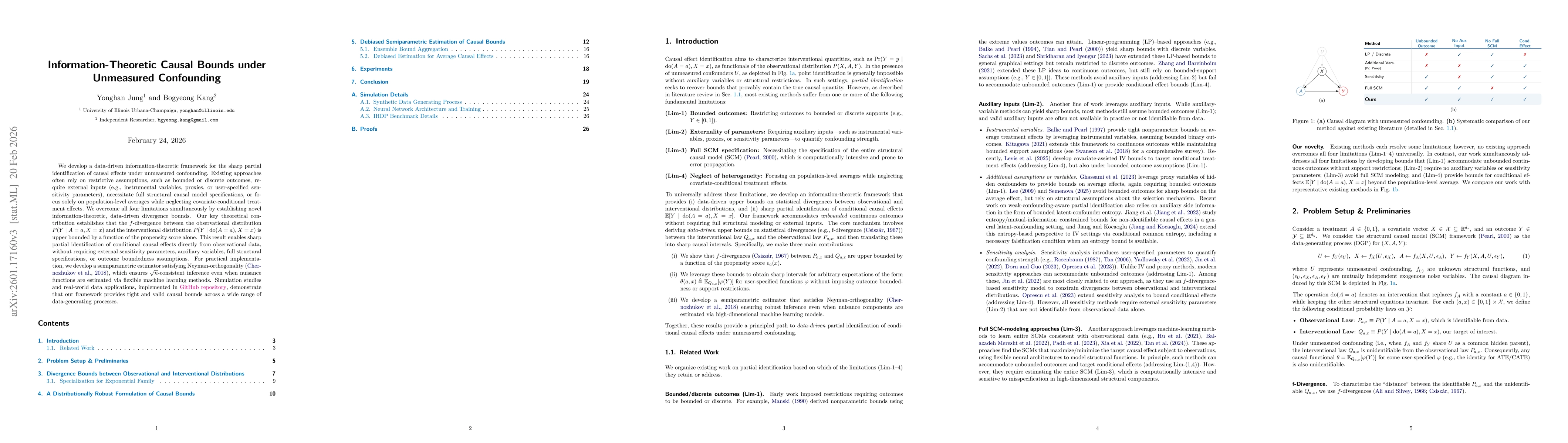 Thumbnail for Data-Driven Information-Theoretic Causal Bounds under Unmeasured Confounding