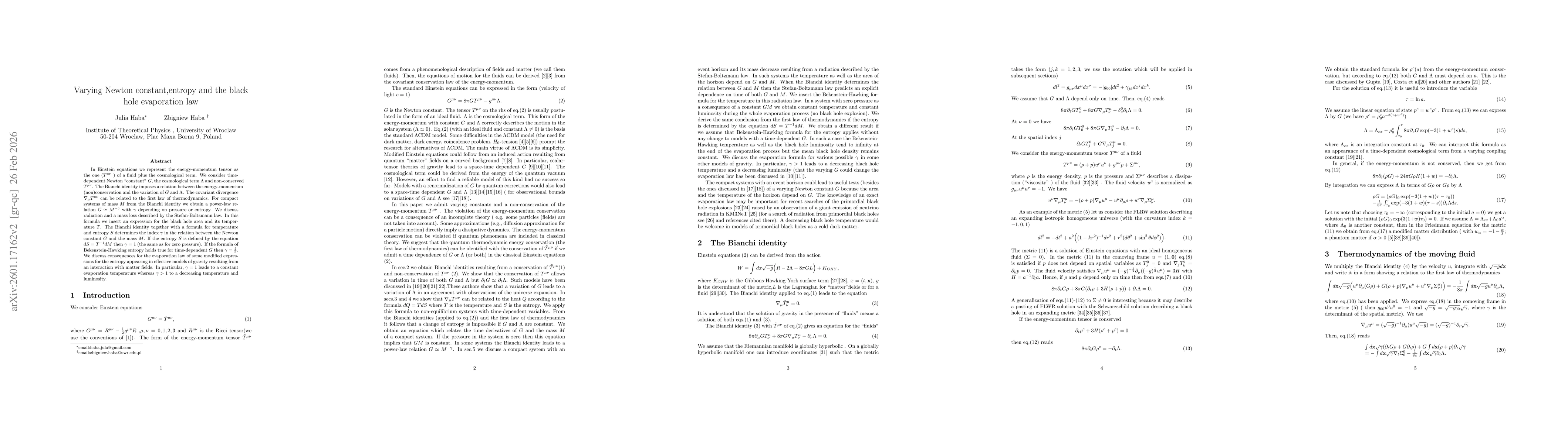 Thumbnail for Varying Newton constant, entropy and the black hole evaporation law