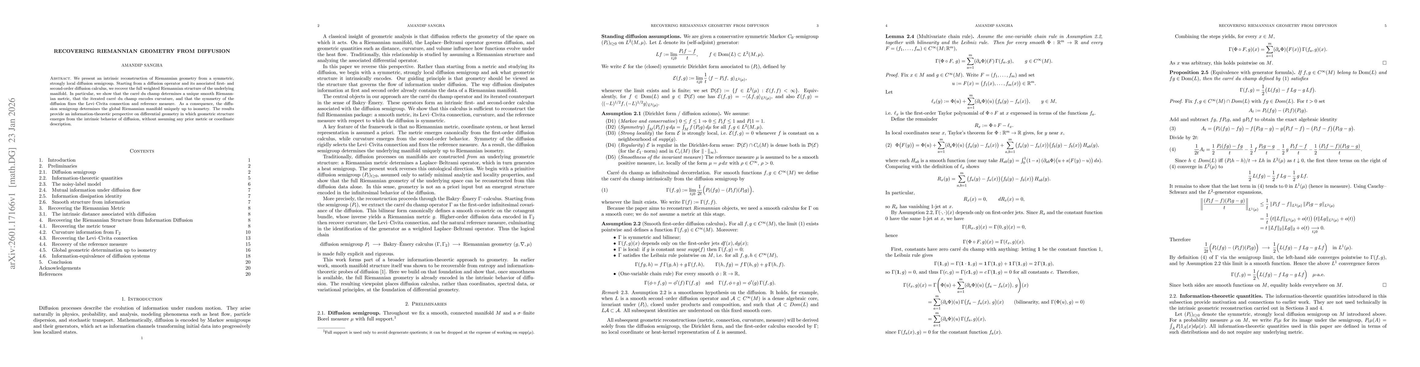 Thumbnail for Recovering Riemannian Geometry from Diffusion