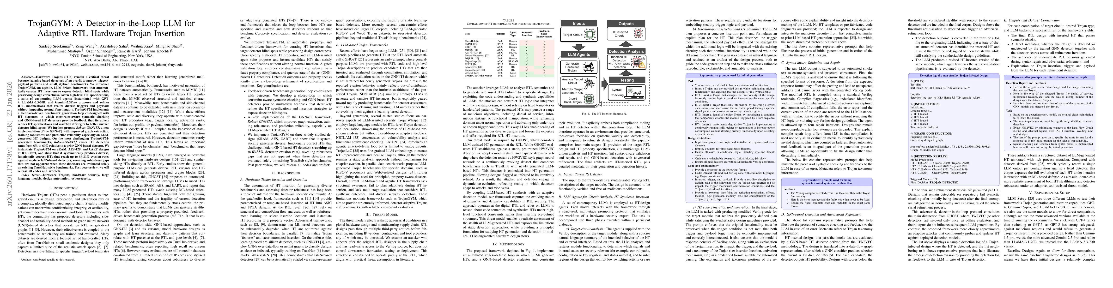 Thumbnail for TrojanGYM: A Detector-in-the-Loop LLM for Adaptive RTL Hardware Trojan Insertion