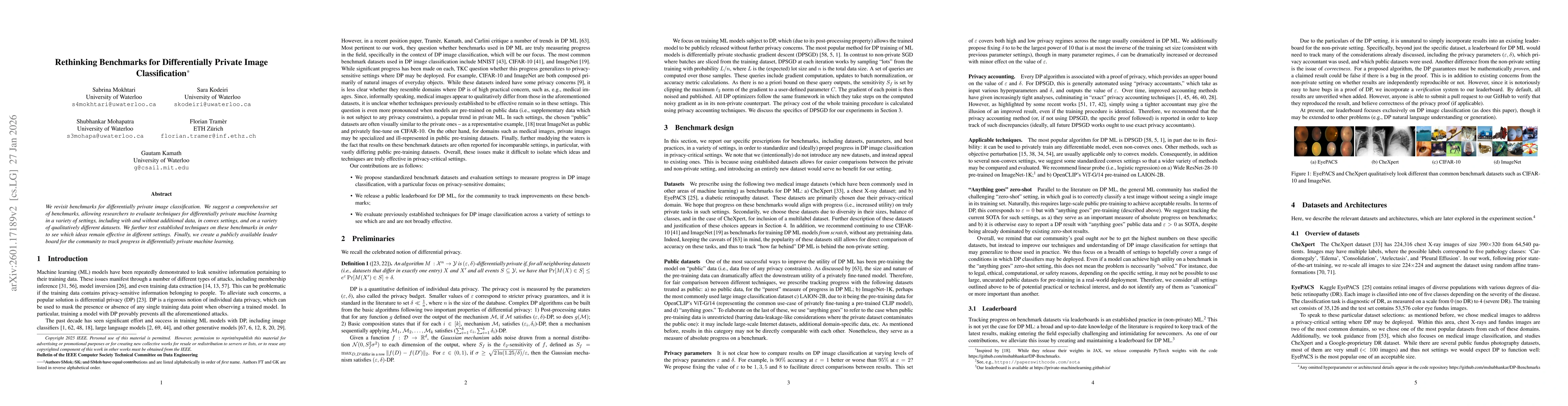 Thumbnail for Rethinking Benchmarks for Differentially Private Image Classification