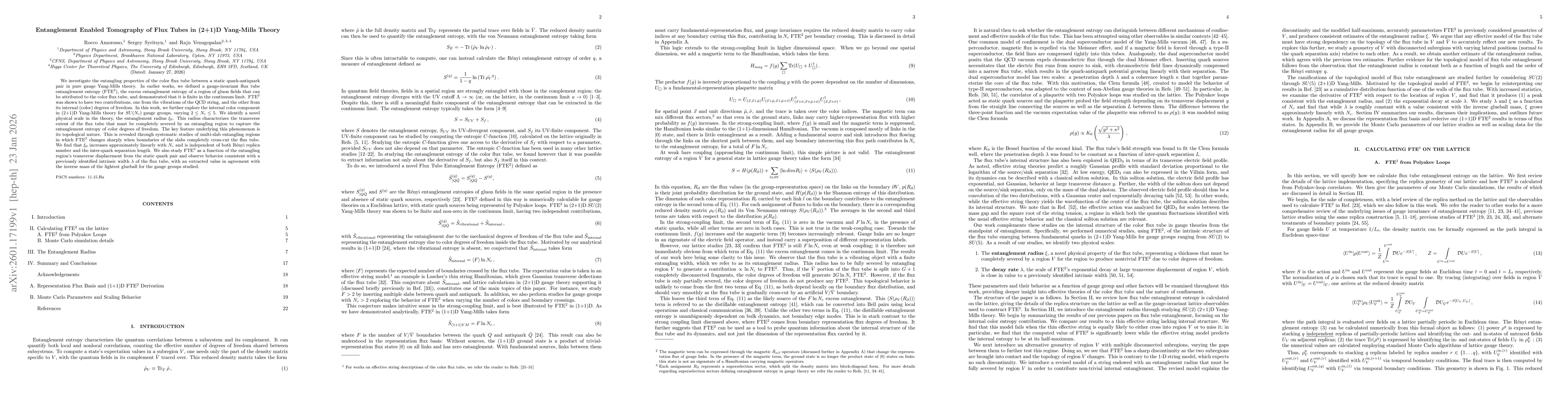 Thumbnail for Entanglement Enabled Tomography of Flux Tubes in (2+1)D Yang-Mills Theory