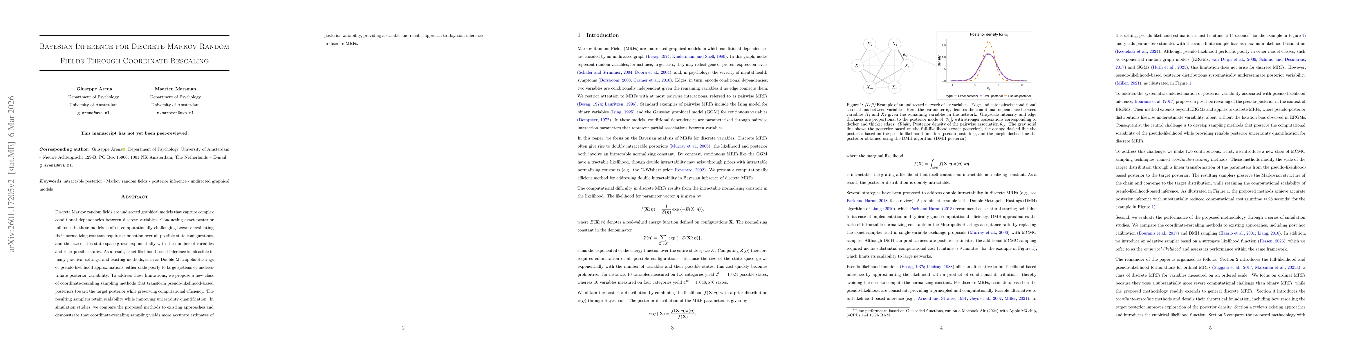Thumbnail for Bayesian Inference for Discrete Markov Random Fields Through Coordinate Rescaling