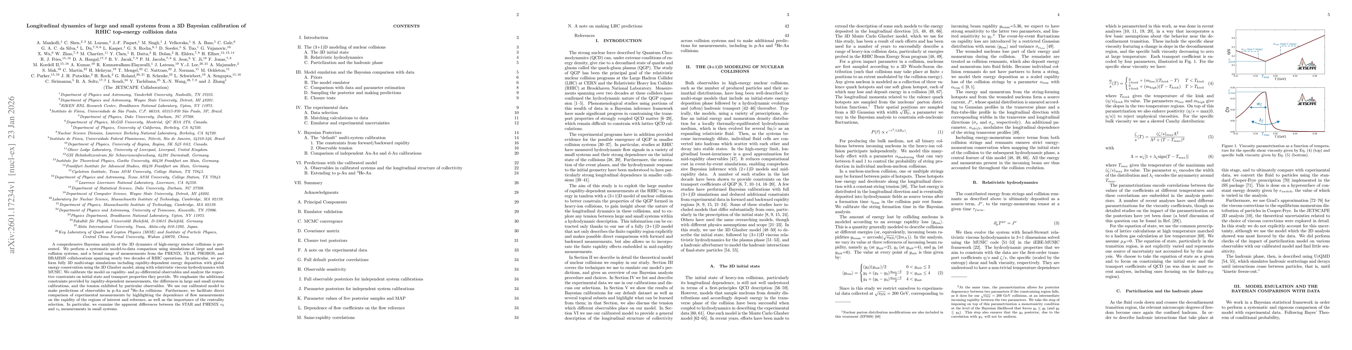 Thumbnail for Longitudinal Dynamics of Large and Small Systems from a 3D Bayesian Calibration of RHIC Top-energy Collision Data