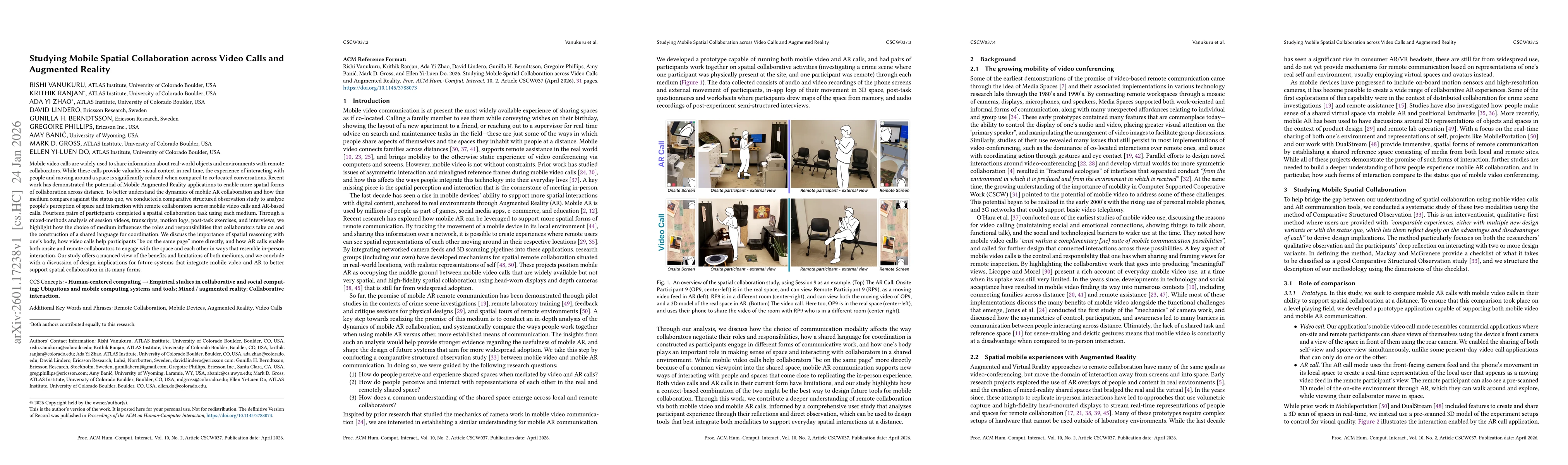 Thumbnail for Studying Mobile Spatial Collaboration across Video Calls and Augmented Reality
