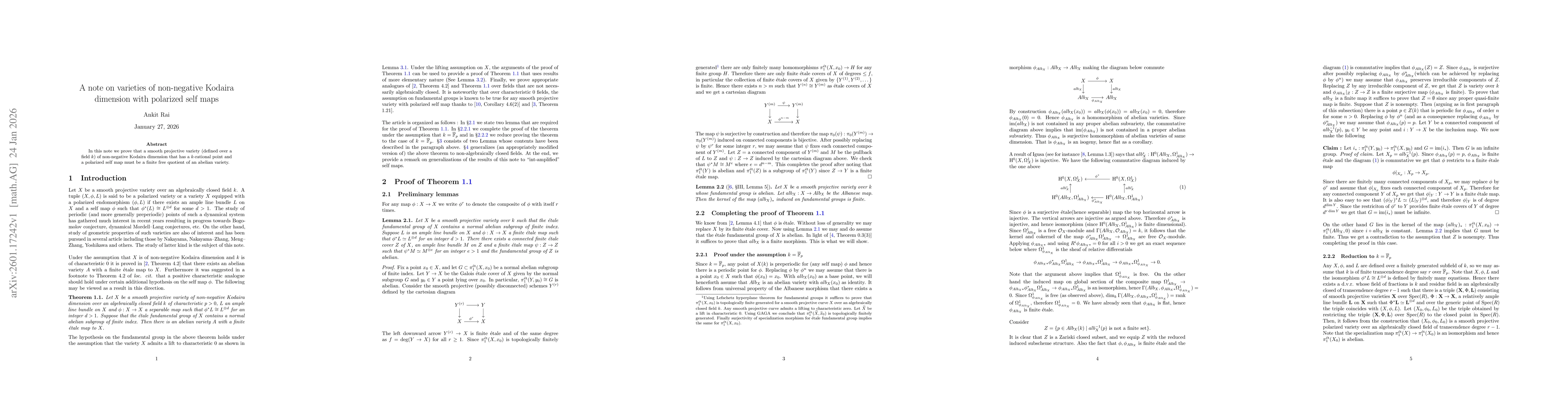 Thumbnail for A note on varieties of non-negative Kodaira dimension with polarized self maps