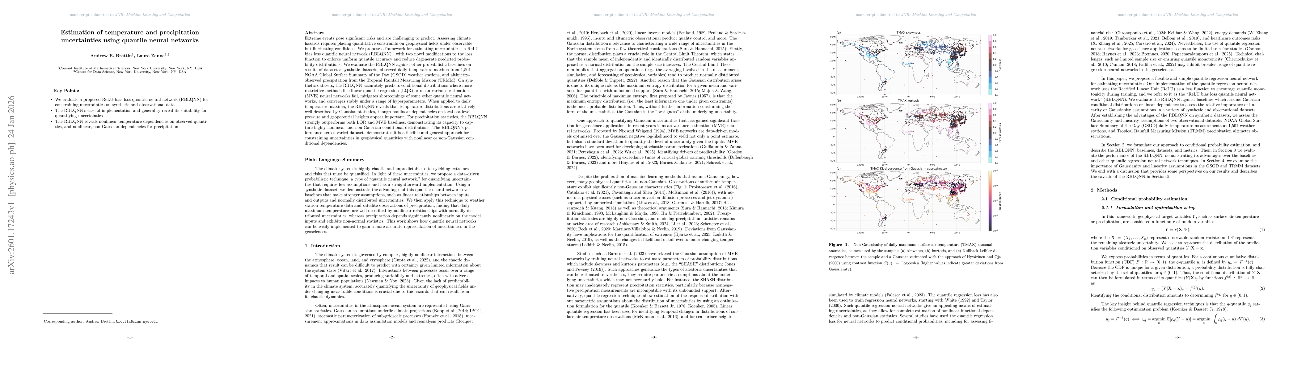 Thumbnail for Estimation of temperature and precipitation uncertainties using quantile neural networks