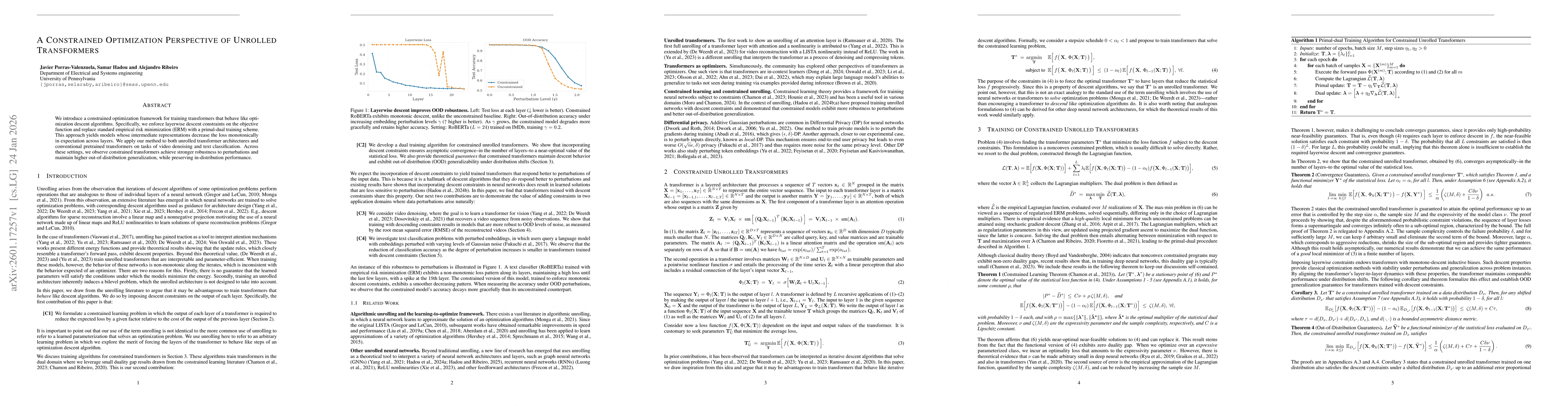 Thumbnail for A Constrained Optimization Perspective of Unrolled Transformers
