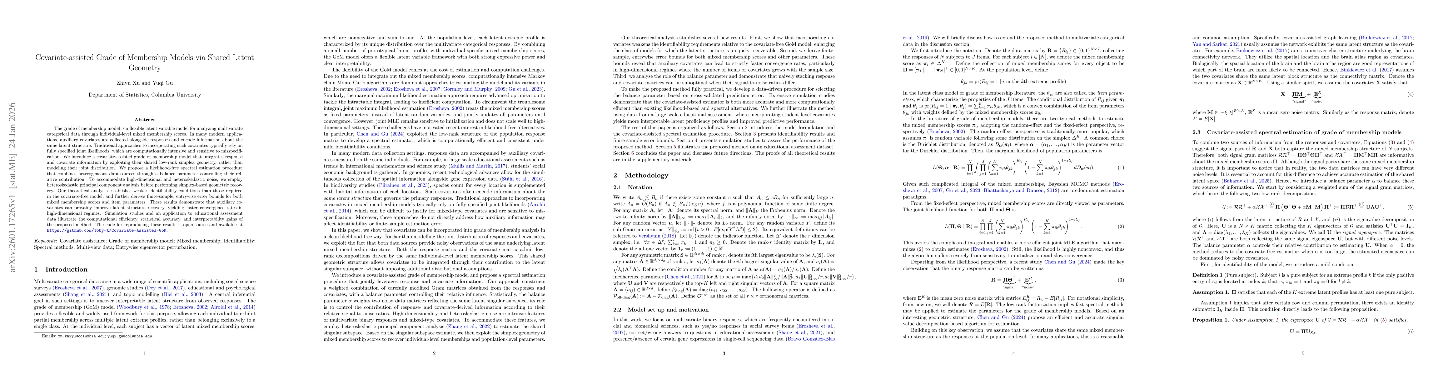 Thumbnail for Covariate-assisted Grade of Membership Models via Shared Latent Geometry