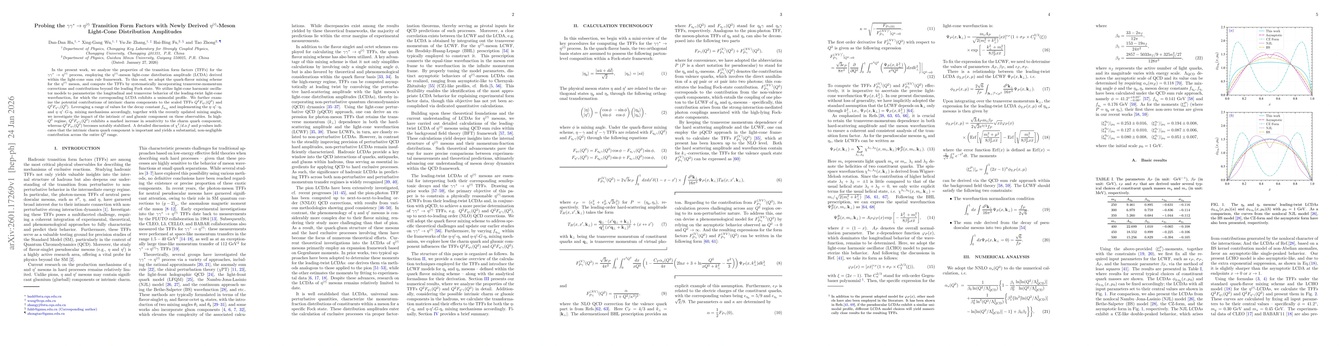 Thumbnail for Probing the $γγ^*\to η^{(\prime)}$ Transition Form Factors with Newly Derived $η^{(\prime)}$-Meson Light-Cone Distribution Amplitudes