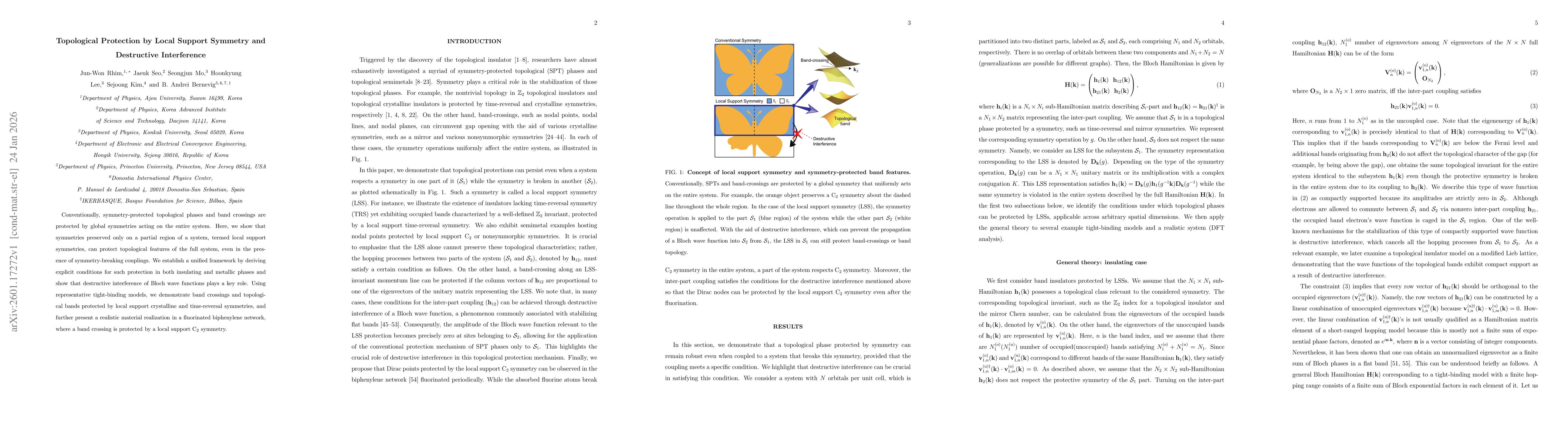 Thumbnail for Topological Protection by Local Support Symmetry and Destructive Interference