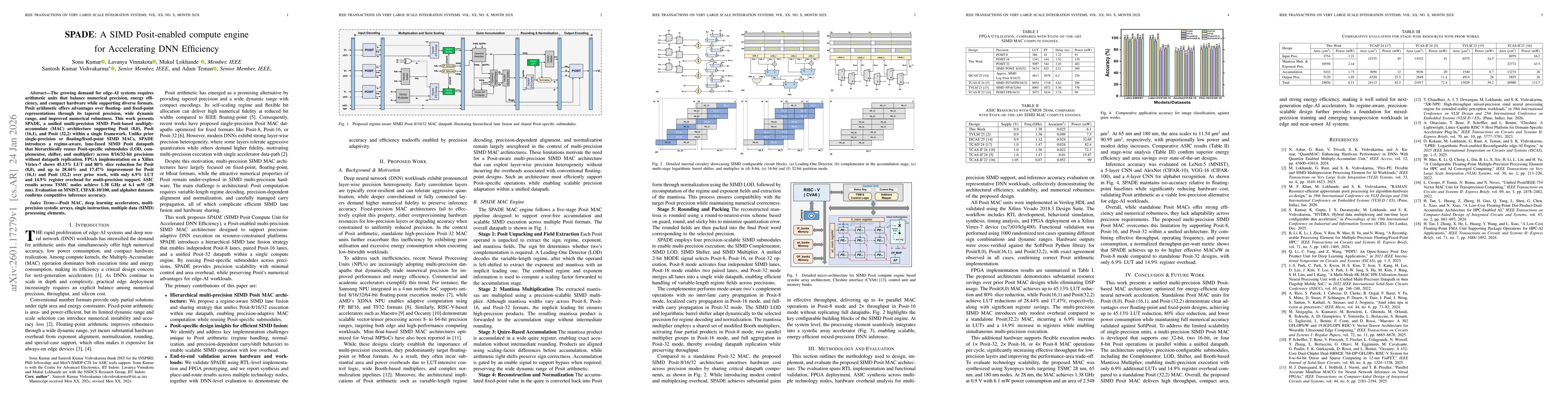 Thumbnail for SPADE: A SIMD Posit-enabled compute engine for Accelerating DNN Efficiency