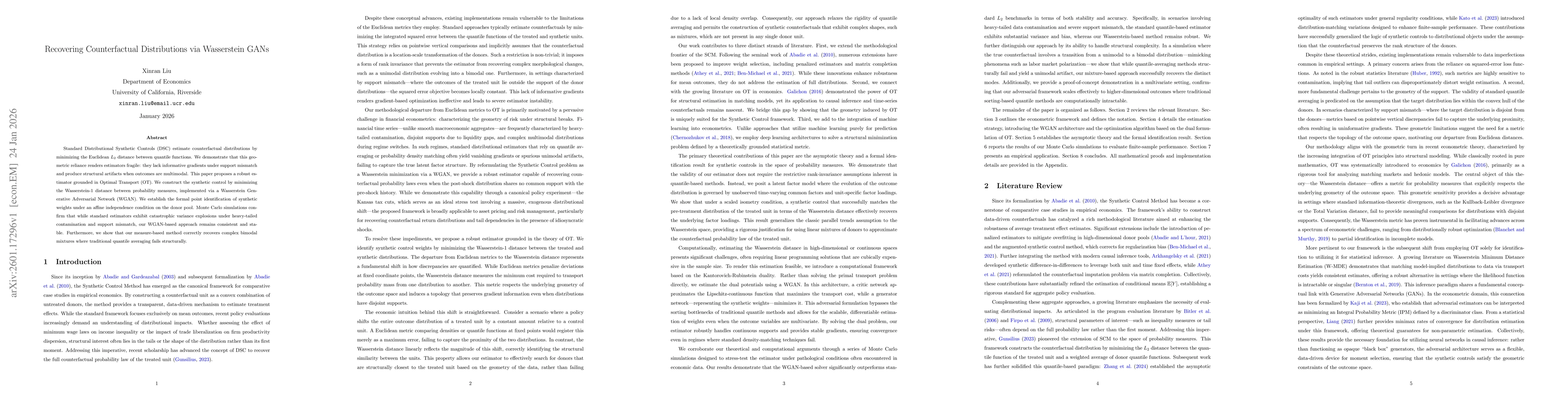Thumbnail for Recovering Counterfactual Distributions via Wasserstein GANs