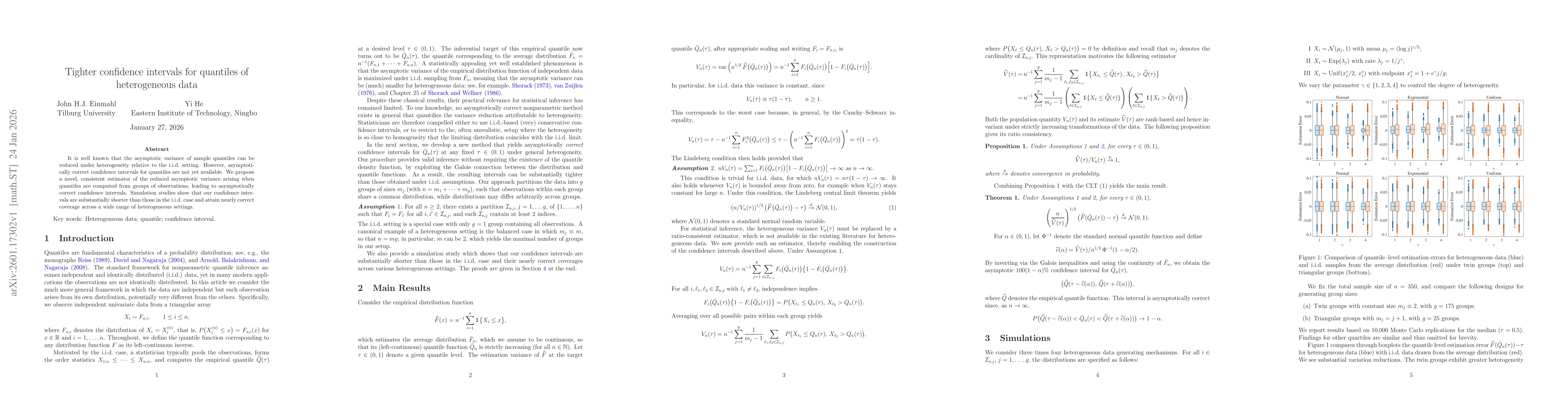 Thumbnail for Tighter confidence intervals for quantiles of heterogeneous data
