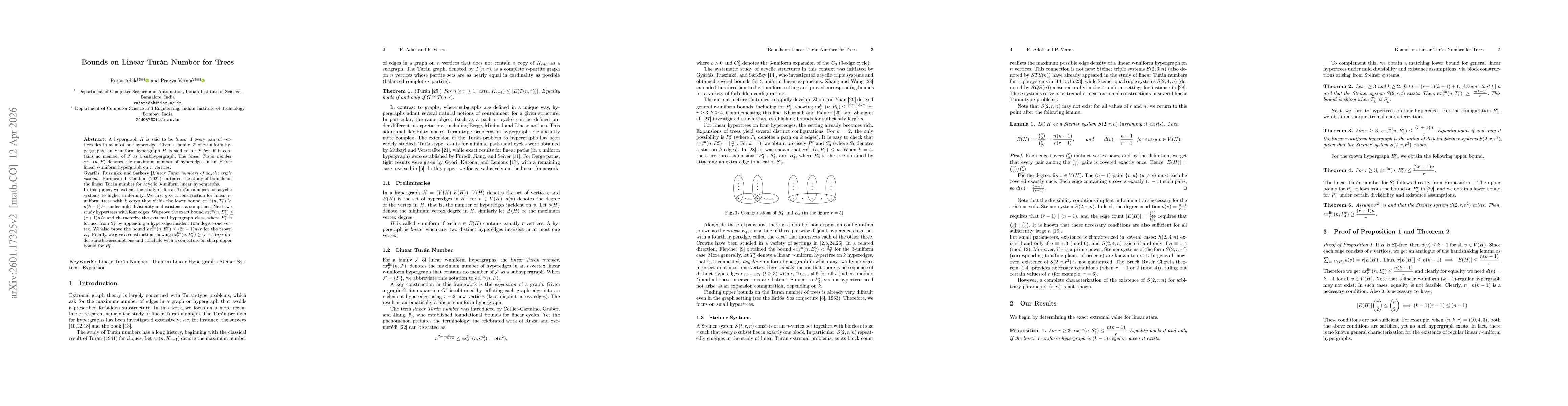 Thumbnail for Bounds on Linear Turán Number for Trees