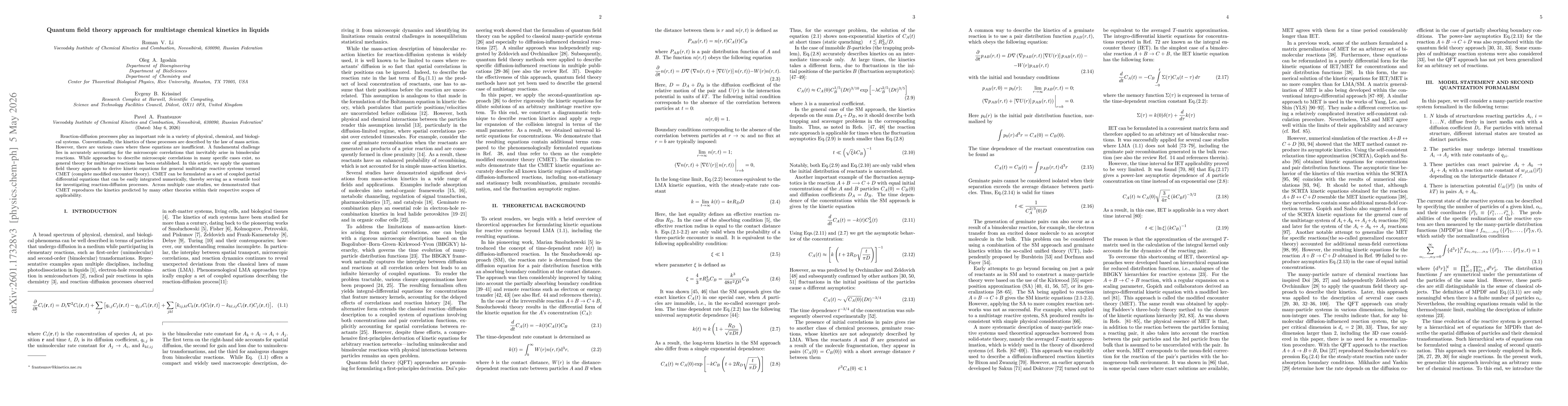 Thumbnail for Quantum field theory approach for multistage chemical kinetics in liquids
