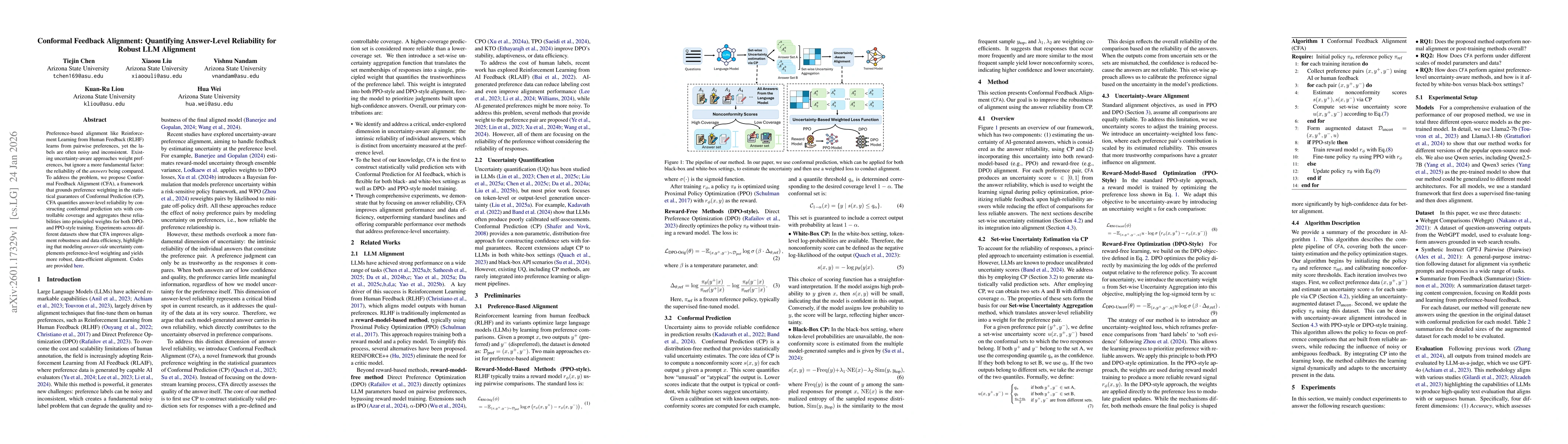 Thumbnail for Conformal Feedback Alignment: Quantifying Answer-Level Reliability for Robust LLM Alignment