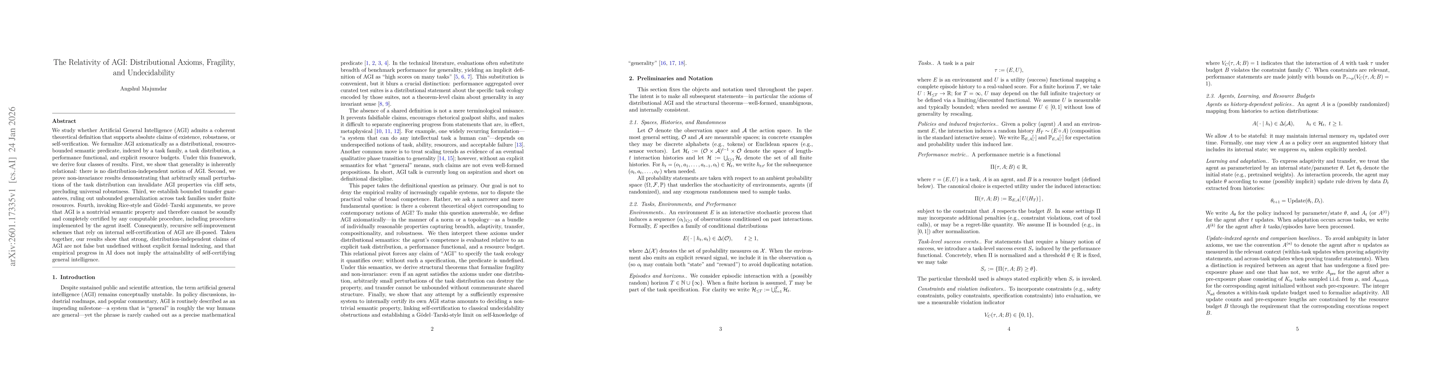 Thumbnail for The Relativity of AGI: Distributional Axioms, Fragility, and Undecidability