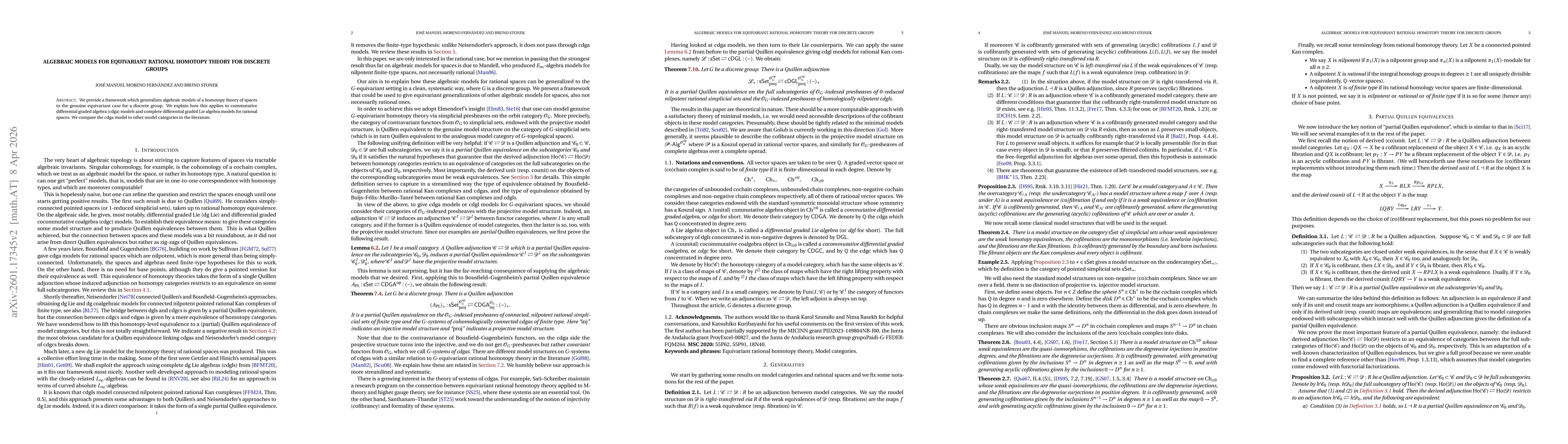 Thumbnail for Algebraic models for equivariant rational homotopy theory for discrete groups