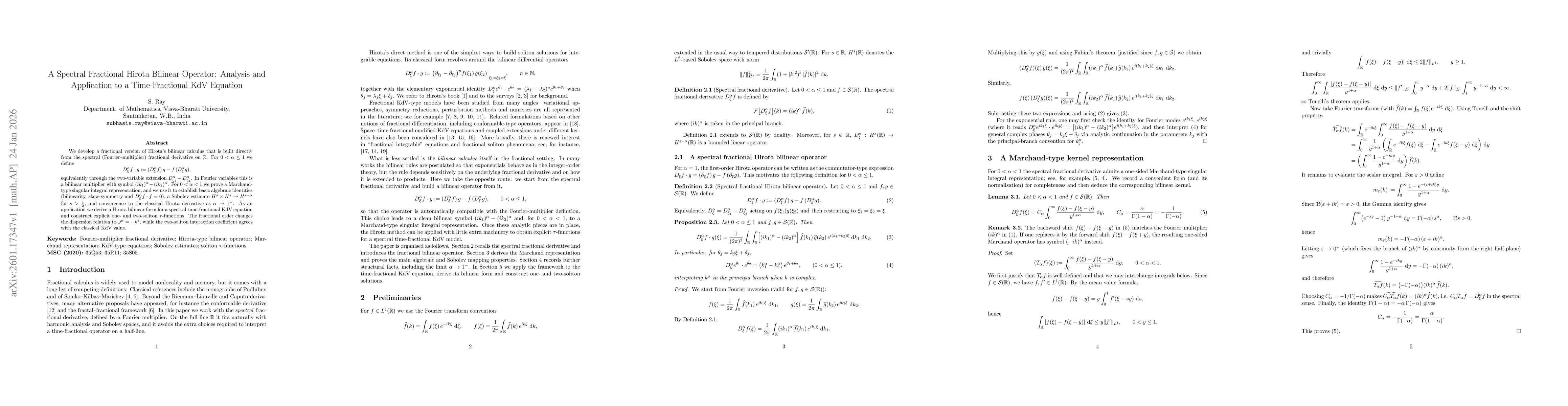 Thumbnail for A Spectral Fractional Hirota Bilinear Operator: Analysis and Application to a Time-Fractional KdV Equation