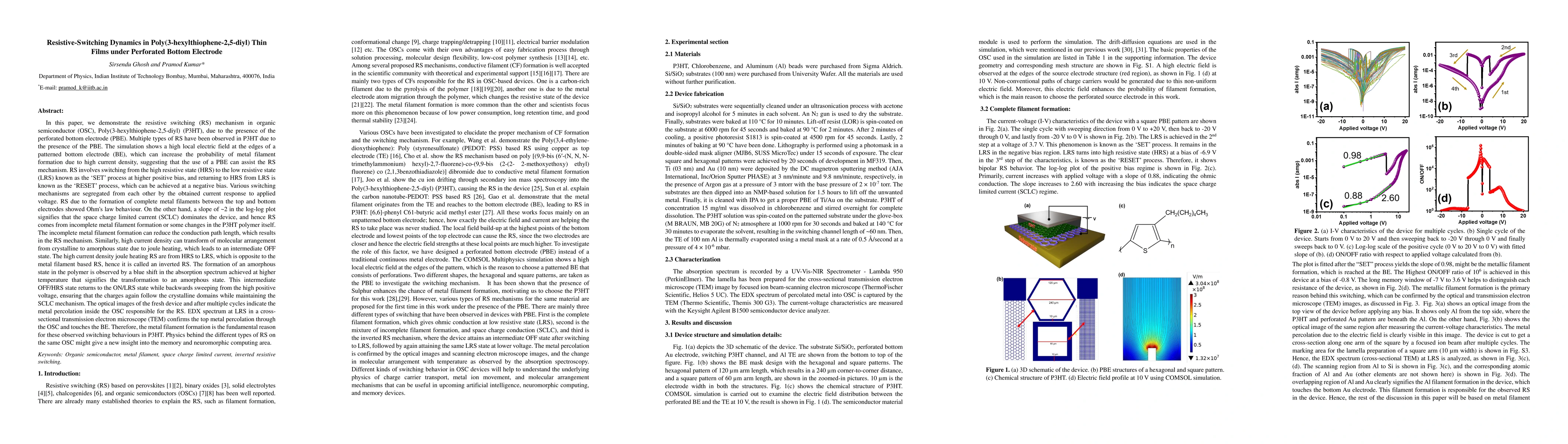 Thumbnail for Resistive-Switching Dynamics in Poly(3-hexylthiophene-2,5-diyl) Thin Films under Perforated Bottom Electrode