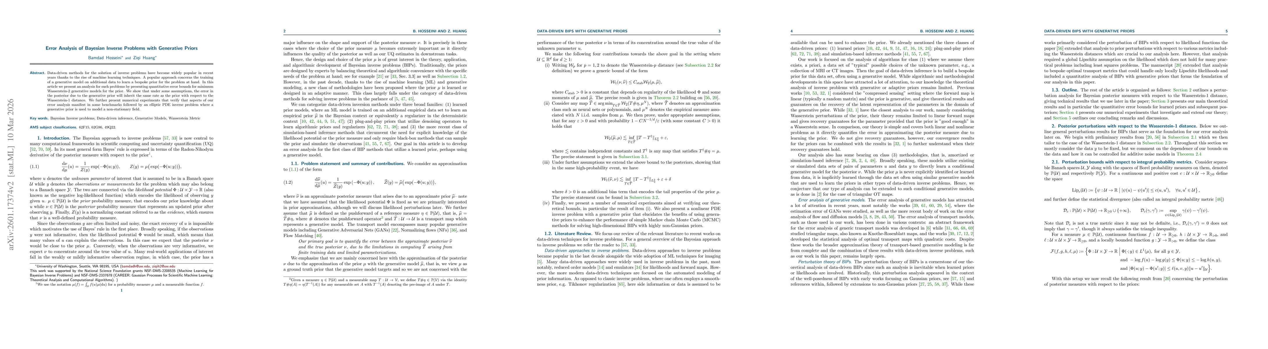 Thumbnail for Error Analysis of Bayesian Inverse Problems with Generative Priors