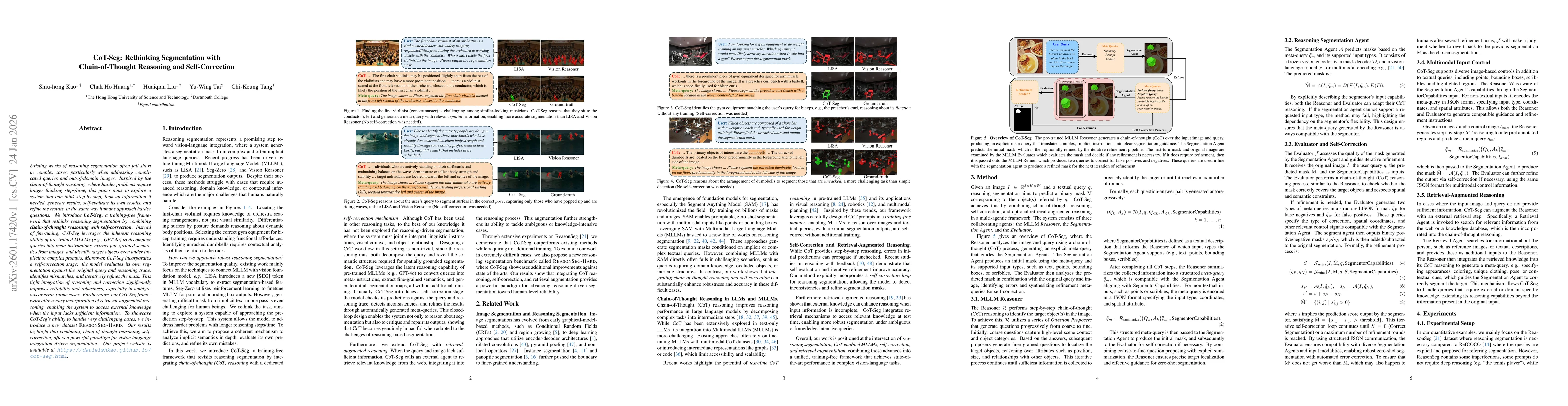 Thumbnail for CoT-Seg: Rethinking Segmentation with Chain-of-Thought Reasoning and Self-Correction