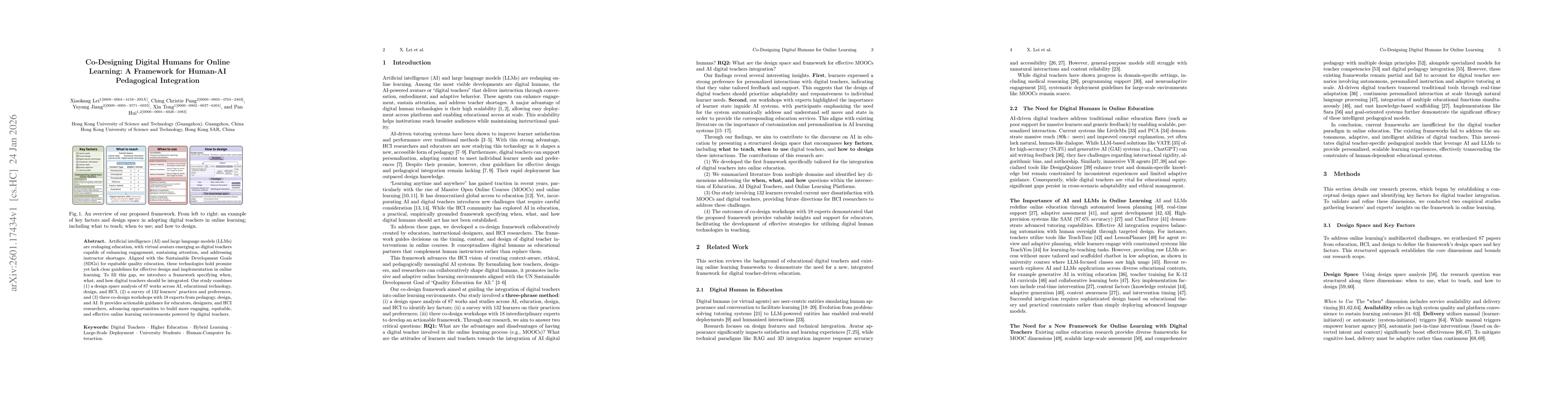 Thumbnail for Co-Designing Digital Humans for Online Learning: A Framework for Human-AI Pedagogical Integration