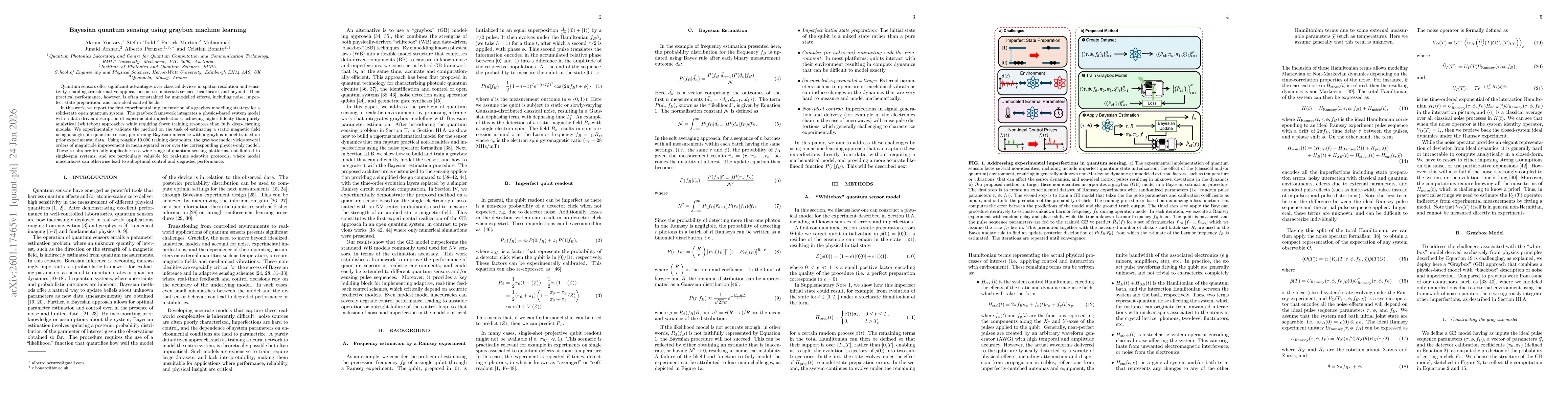 Thumbnail for Bayesian quantum sensing using graybox machine learning