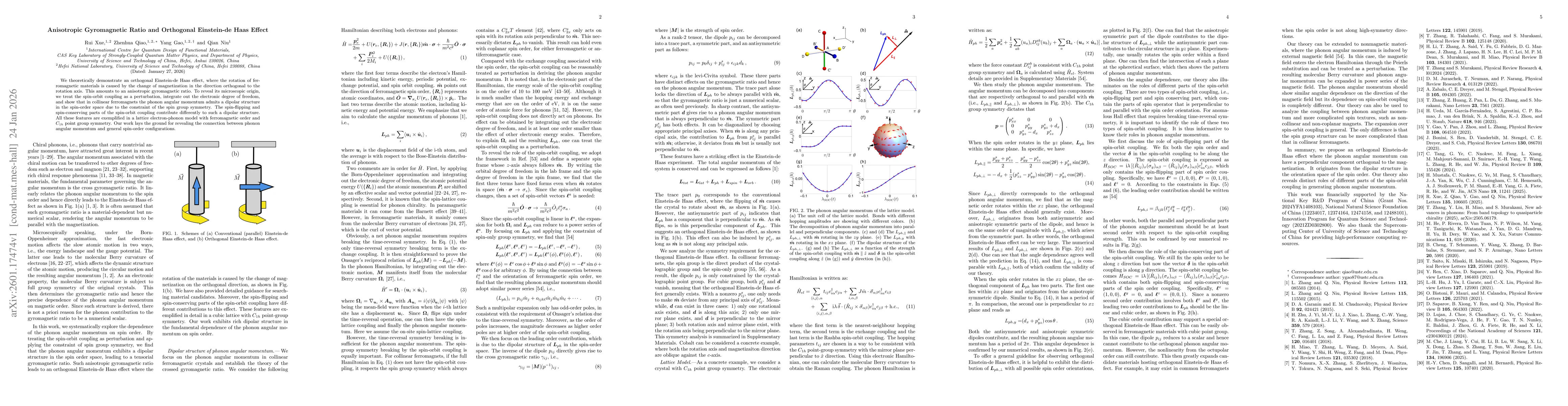 Thumbnail for Anisotropic Gyromagnetic Ratio and Orthogonal Einstein-de Haas Effect