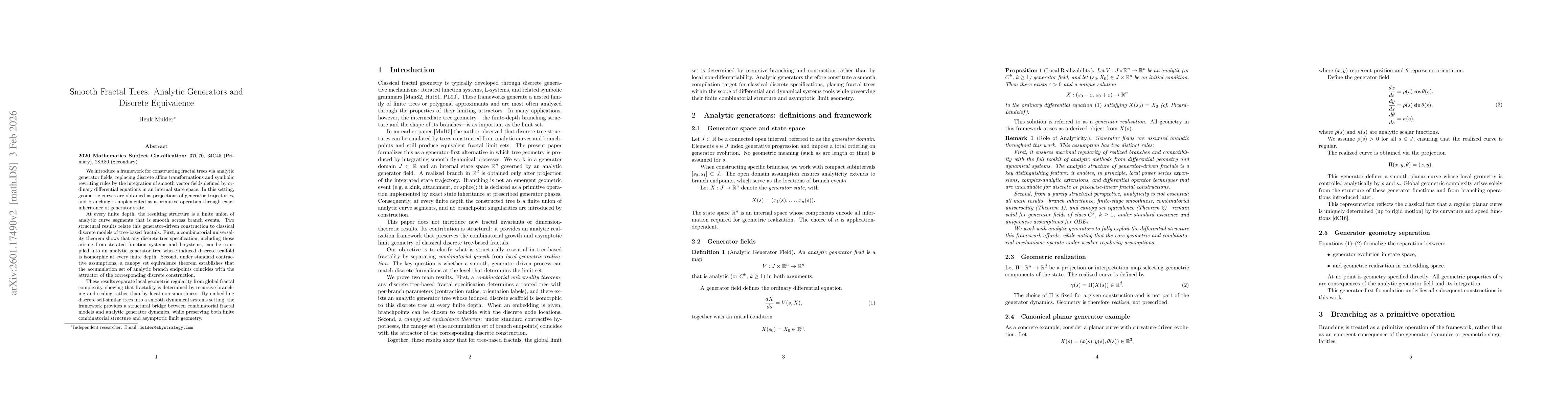 Thumbnail for Smooth Fractal Trees: Analytic Generators and Discrete Equivalence